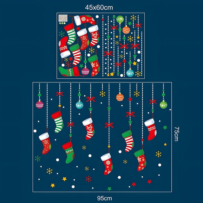 ONDY Merry Christmas Garter Window Glass Decoration Stickers 2026 New Holiday Removable Dress Up DIY Static Window Clings Decals for Living Room Bedroom Shop Windows - Image 3